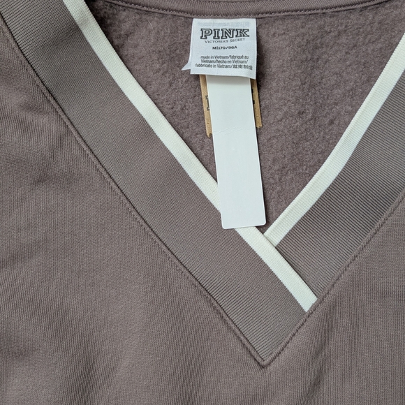 PINK NWT Victoria's Secret Brown V-Neck Sweatshirt M - Picture 6 of 6